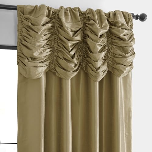 Ruched Faux Dupioni Silk Curtains 50 X 96 (1 Panel), Flax Gold O999
