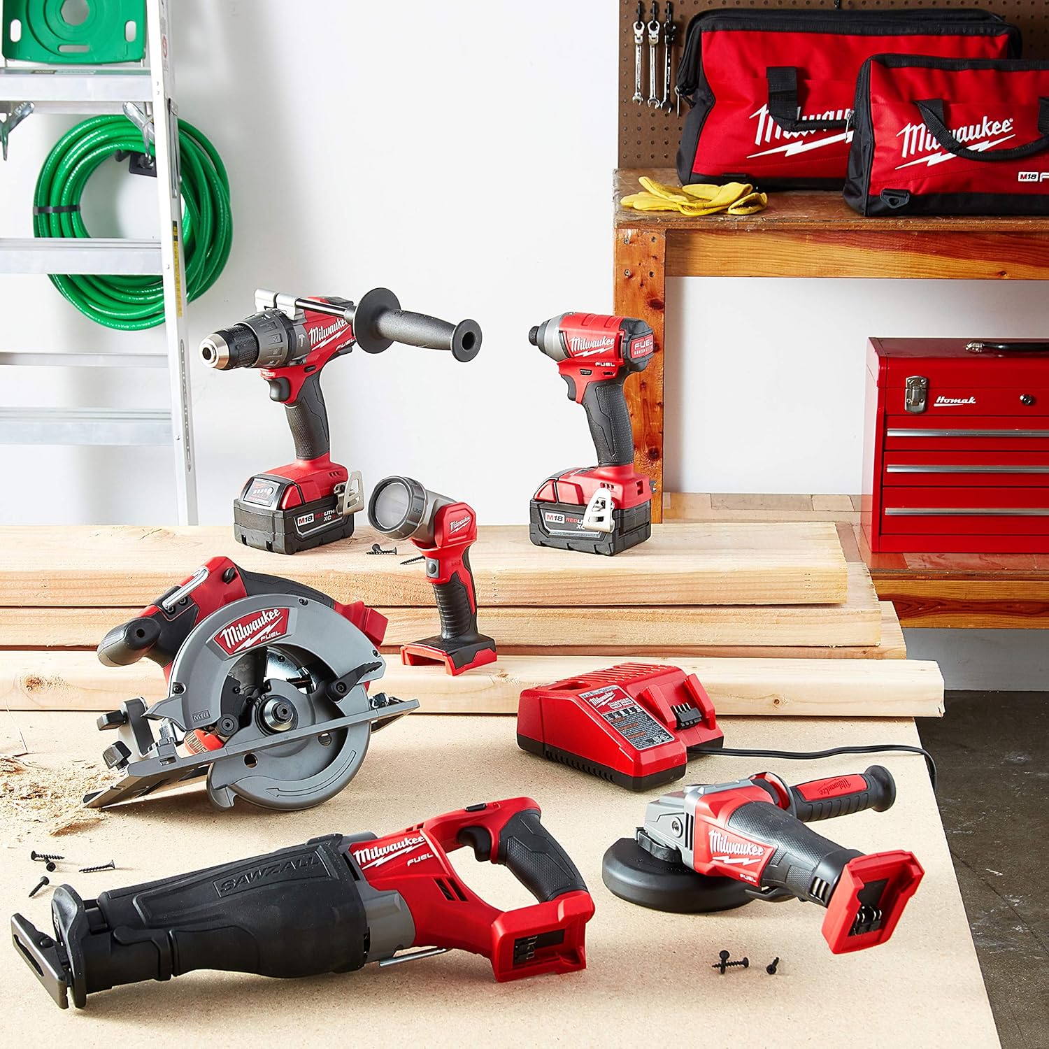 Brushless Cordless Combo Kit (6-Tool) with 5.0 Ah Batteries, Charger, Tool Bags M218