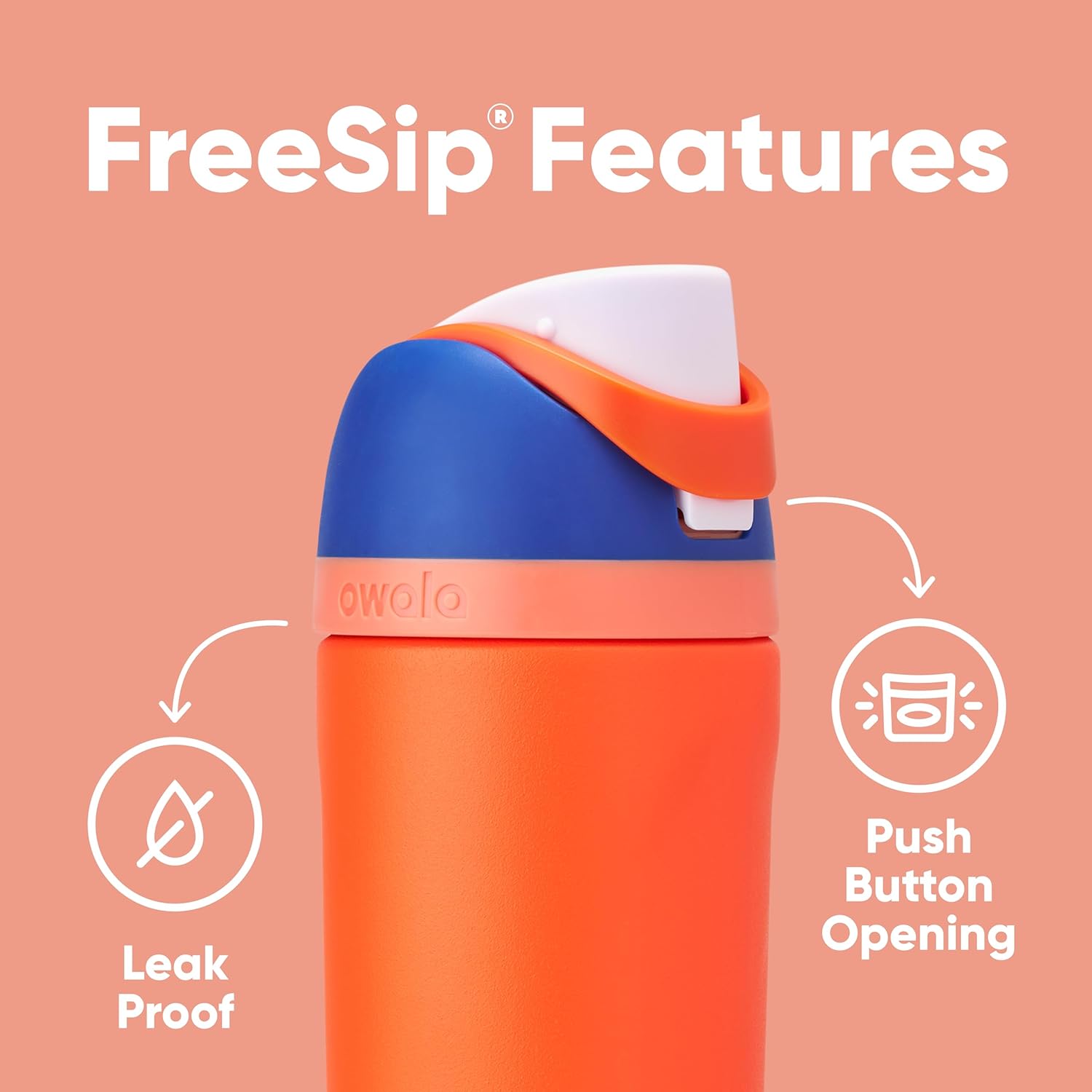 16 oz Insulated Stainless Steel Water Bottle with Straw and Push-Button Lid L7856