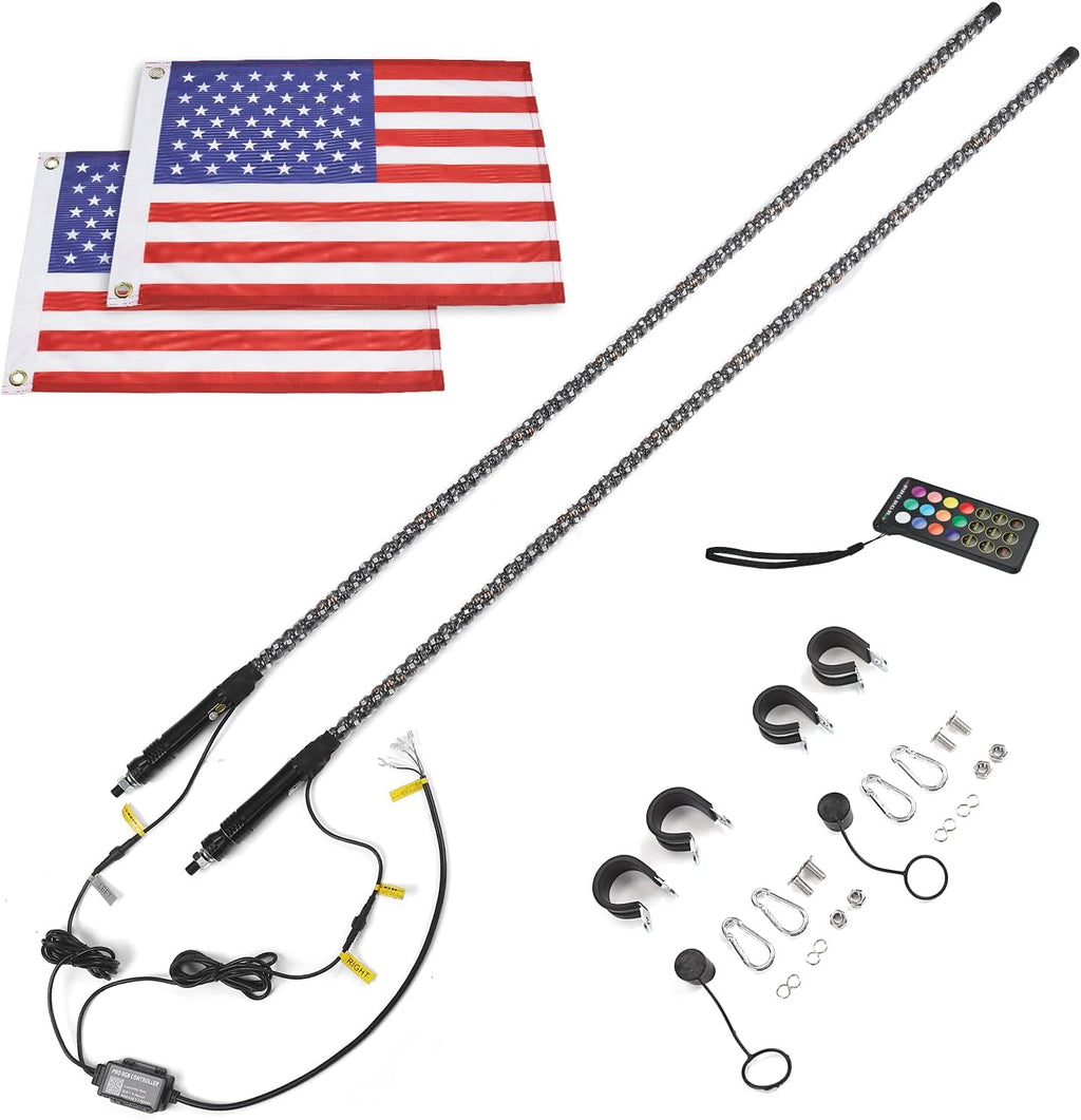 2pcs 3ft LED Whip Lights with Bluetooth L801