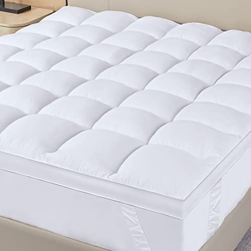 Extra Thick King Mattress Topper, Soft Plush Cooling Overfilled 1400GSM Mattress Pad N18177