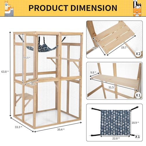 White Wooden Cat Enclosure with 3 Platforms M25987