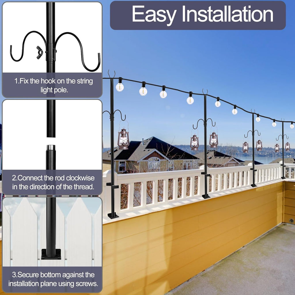 2 Pack Adjustable Metal String Light Poles H547