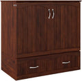 Twin XL Size Murphy Bed in Walnut Wood with Storage Z28201