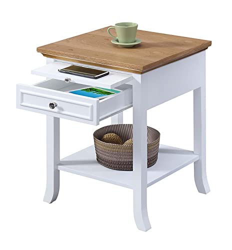 Black 1 Drawer End Table with Pull-Out Shelf T909