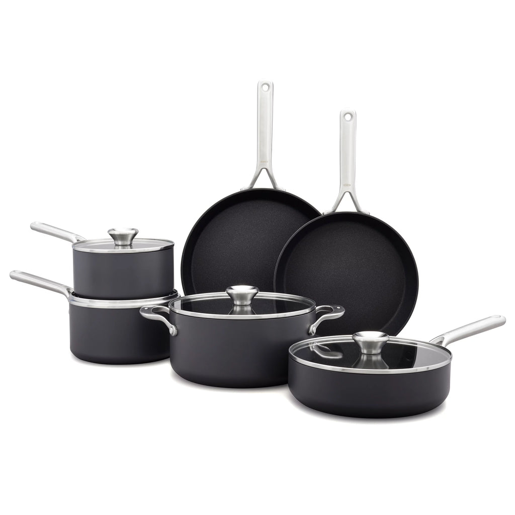 10 Piece Hard Anodized Nonstick Cookware Set, Black L20716