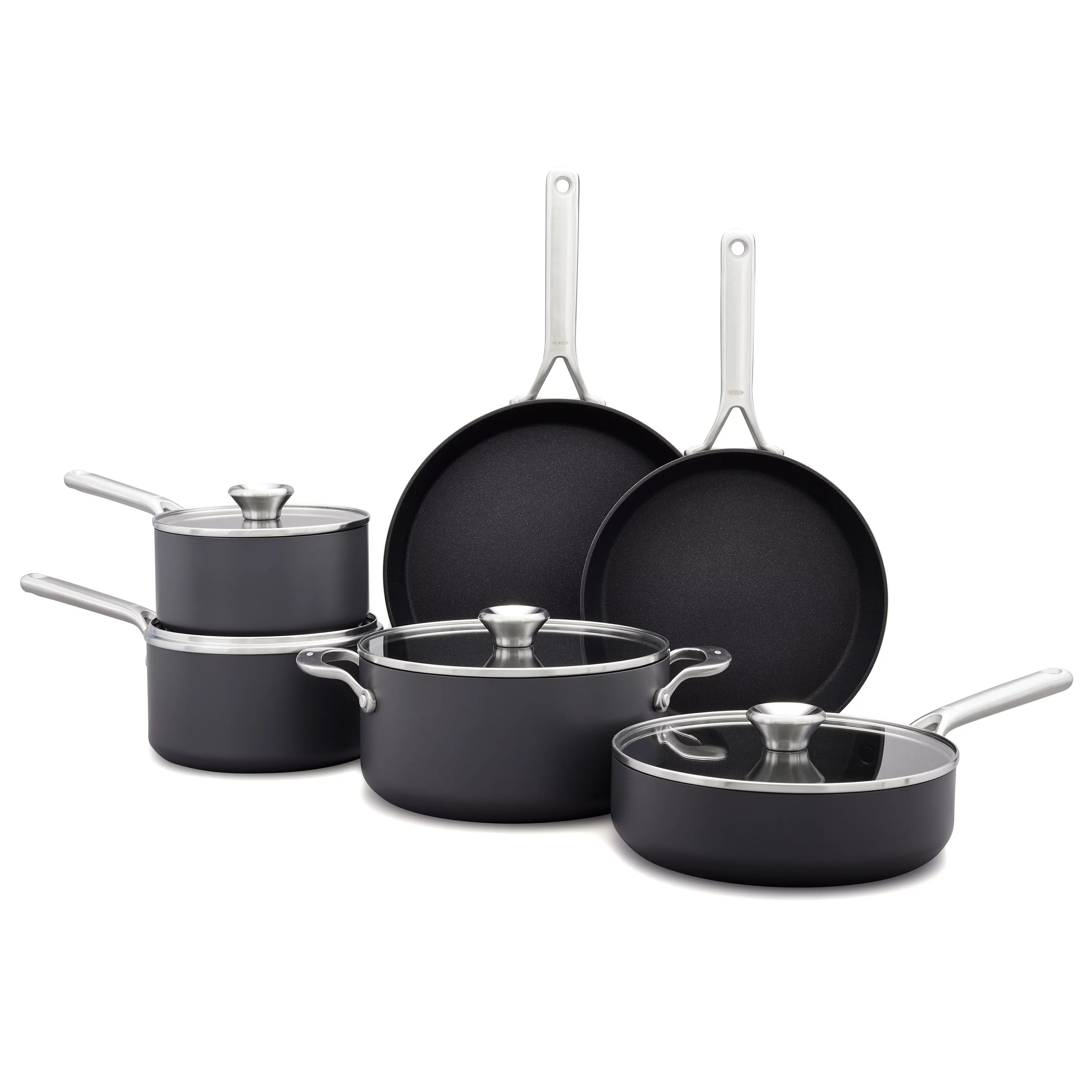 10 Piece Hard Anodized Nonstick Cookware Set, Black L20716