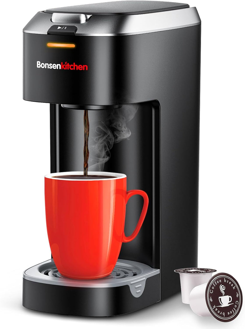 Single Serve Coffee Maker for K Cup Capsule, 6 to 12oz Brew Sizes T8009