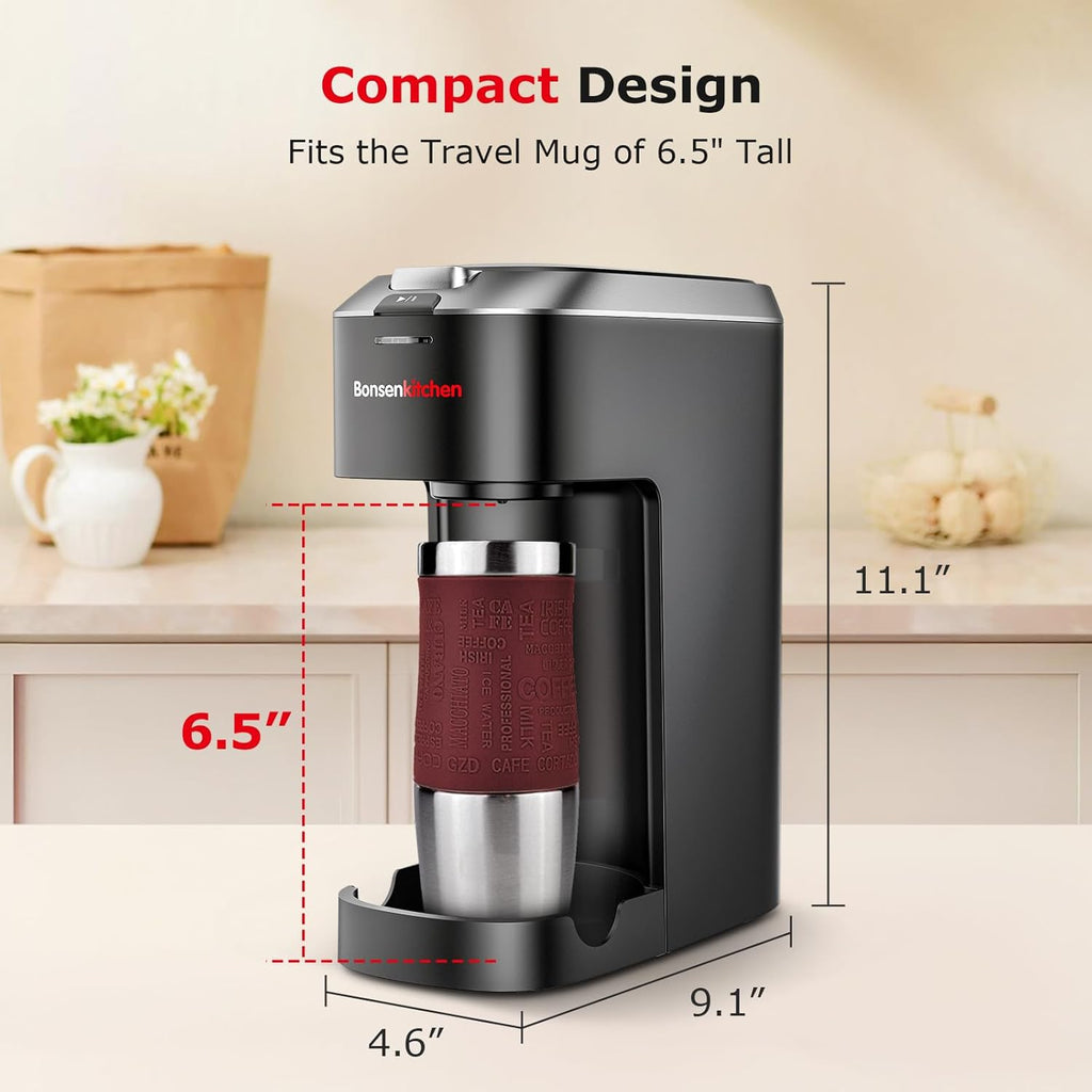 Single Serve Coffee Maker for K Cup Capsule, 6 to 12oz Brew Sizes T8009