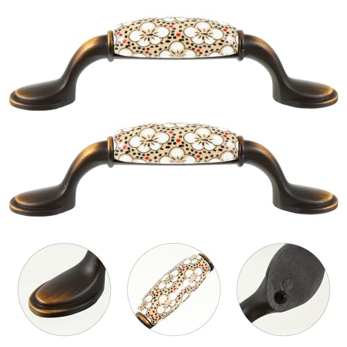 2pcs Black Ceramic Drawer Knobs H8190