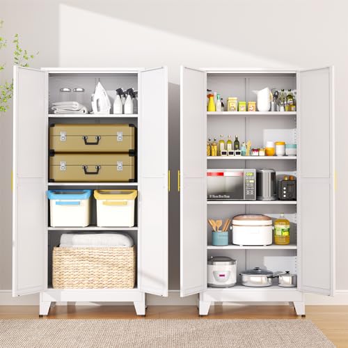 75.2”H Metal Pantry Storage Cabinet with Adjustable Shelves S717534