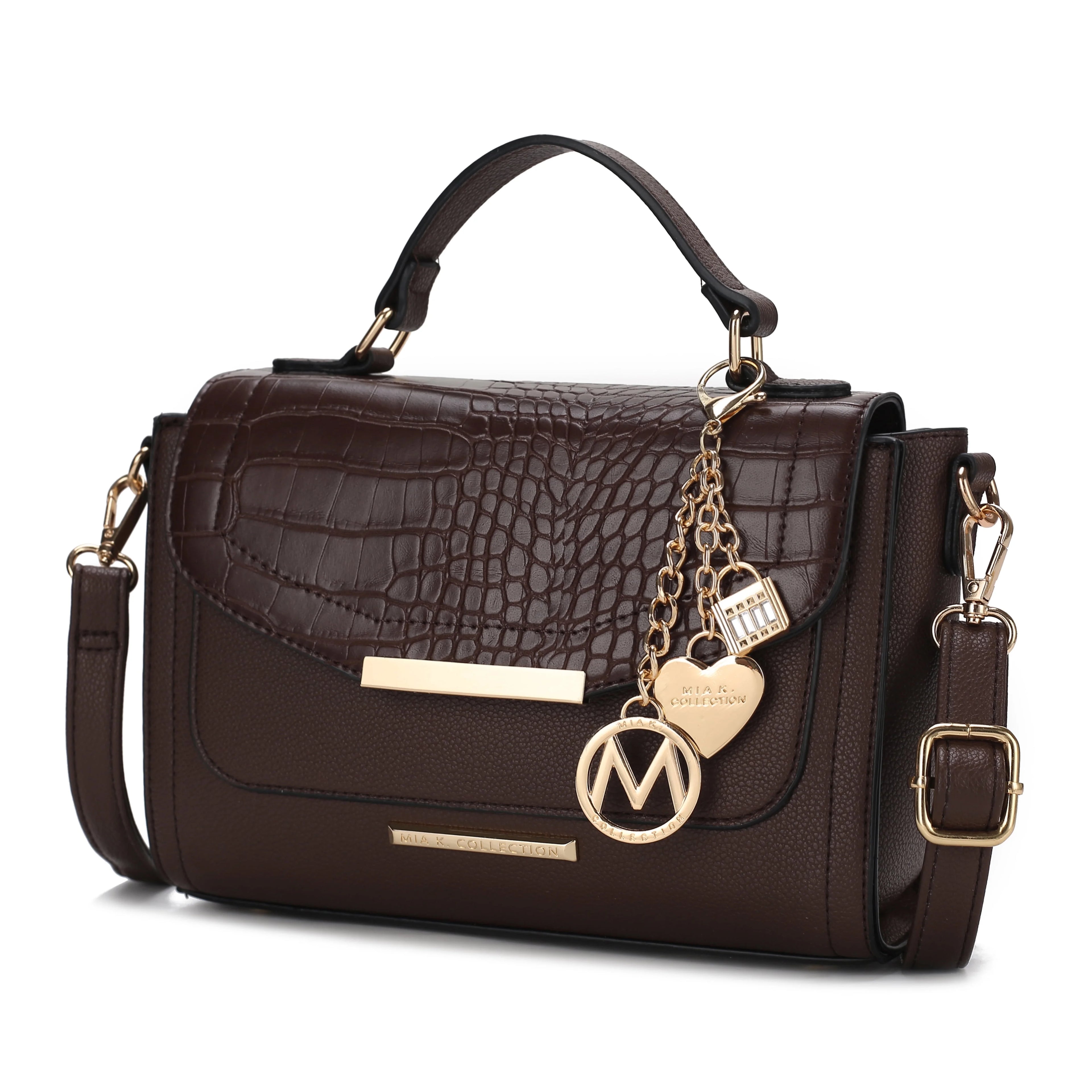 Croco Embossed Vegan Leather Shoulder Bag N44111