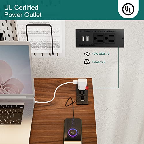 Rustic Brown Folding Desk with USB & Socket 31.5" H69857