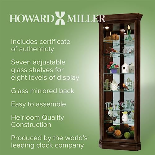 Espresso Curio Cabinet with Six Glass Shelves and Locking Door R882866