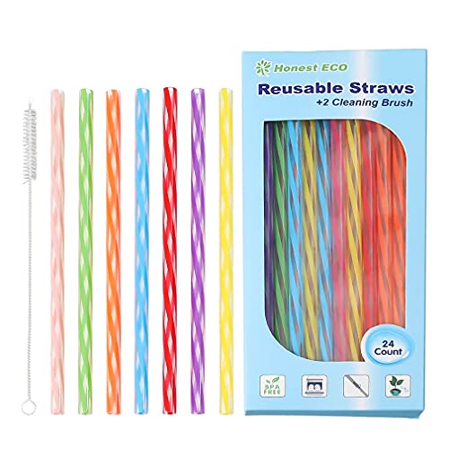 Short Assorted Color Plastic Straws (24 Count, 7.5 in) W209904