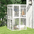 White Wooden Cat Enclosure with 3 Platforms M25987