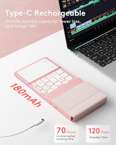 Foldable Bluetooth Keyboard with Touchpad, Black O808