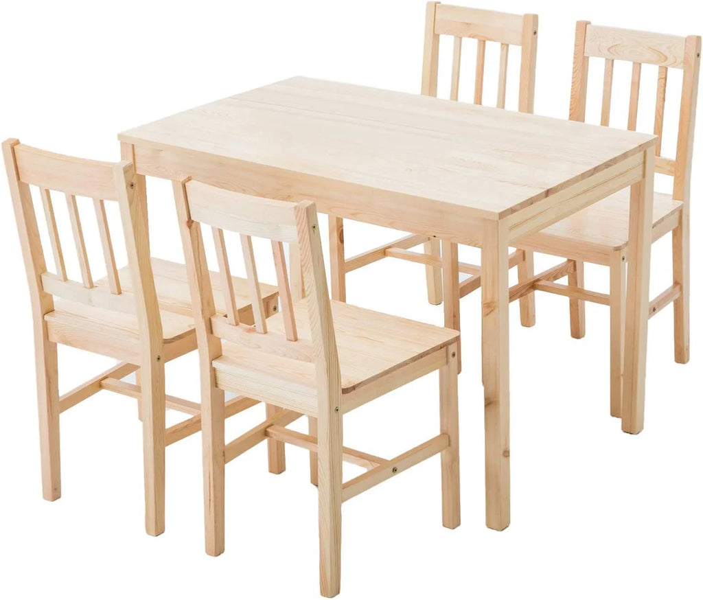 Pine Wood Dining Table Set with 4 Chairs I81847