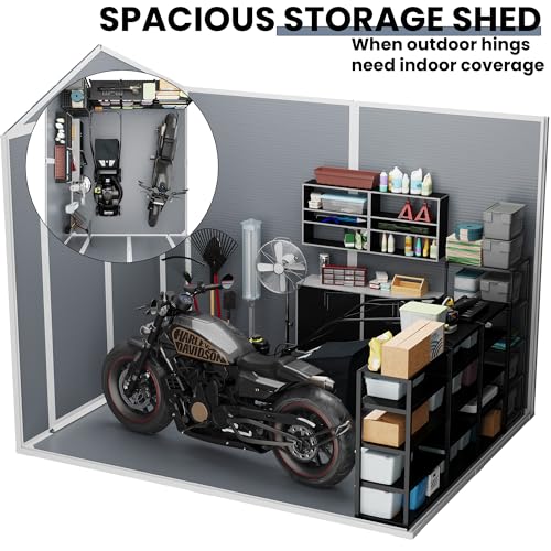 6 x 8 FT Grey Plastic Outdoor Storage Shed with Floor W8987