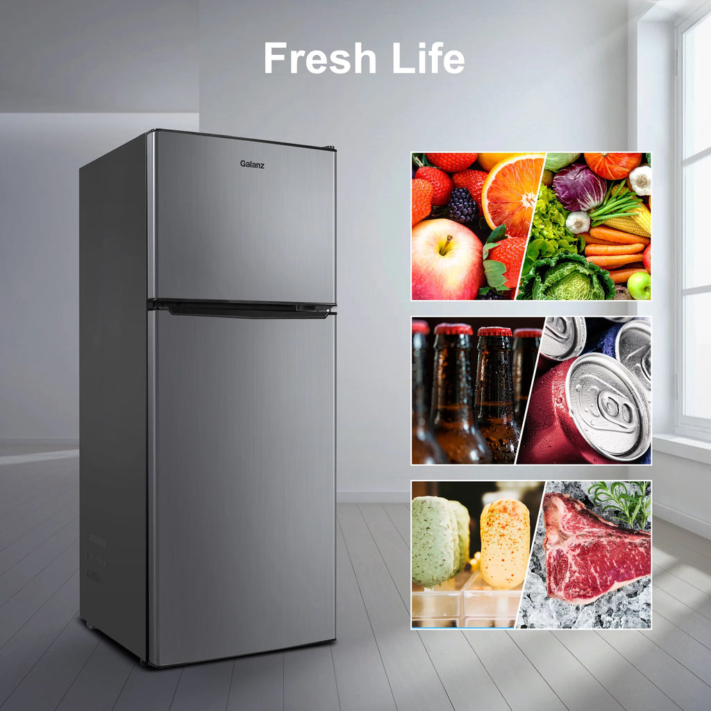 Stainless Steel Two Door Mini Refrigerator with Freezer S955