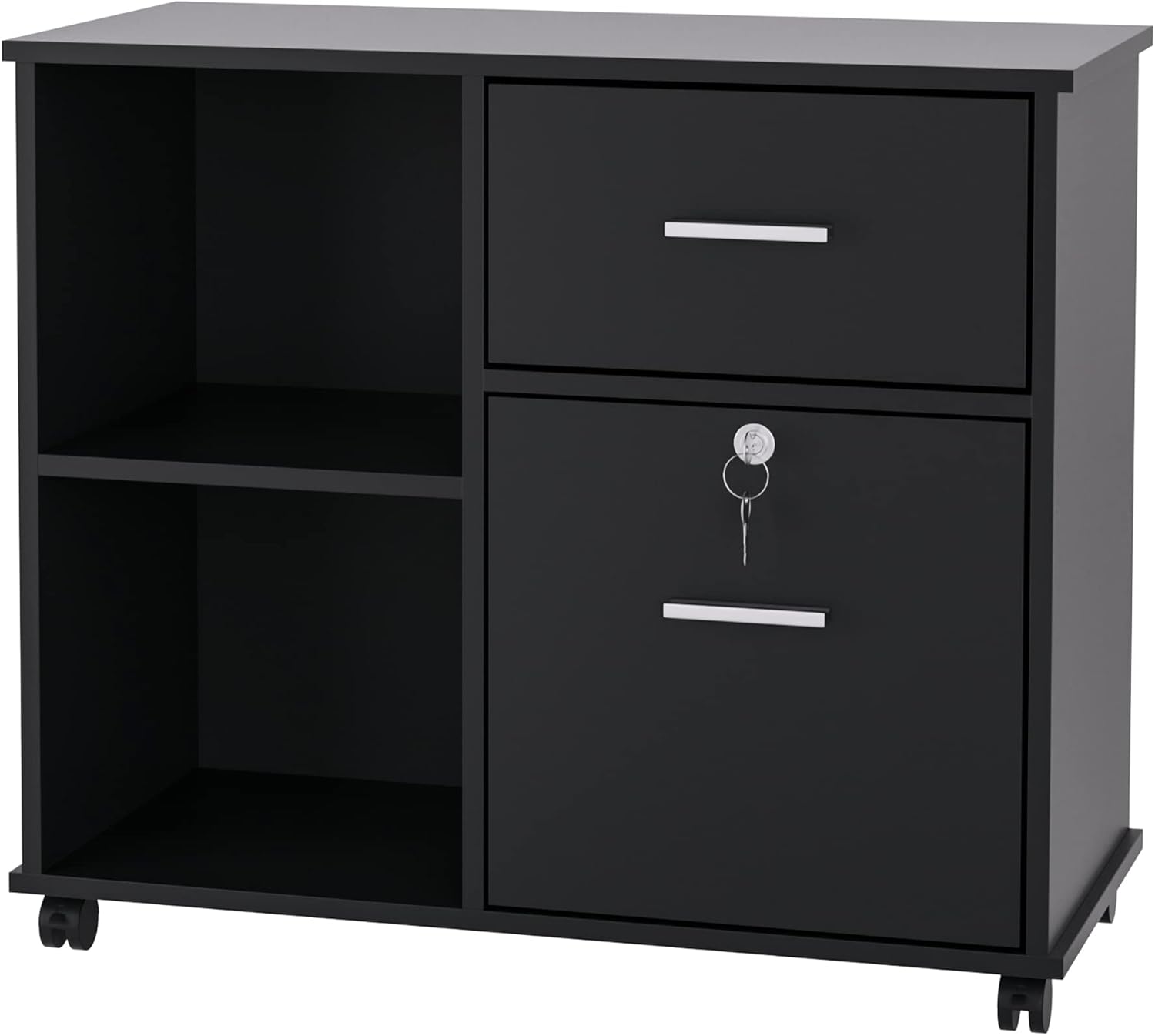 Black Wood Lateral File Cabinet with Lock I37452
