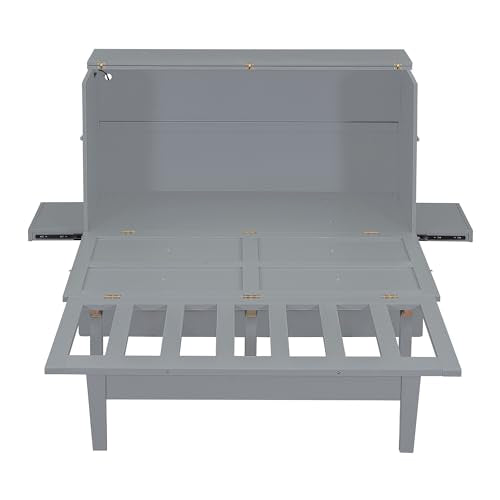Gray Queen Size Wood Murphy Bed I439