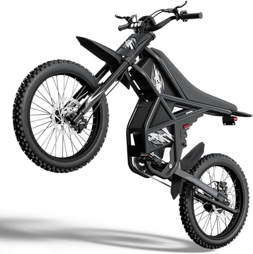 Electric Dirt Bike, 60V 3000W / 48V 2400W, Dual Battery, 25" Motorcycle Tire, Full Suspension V6445