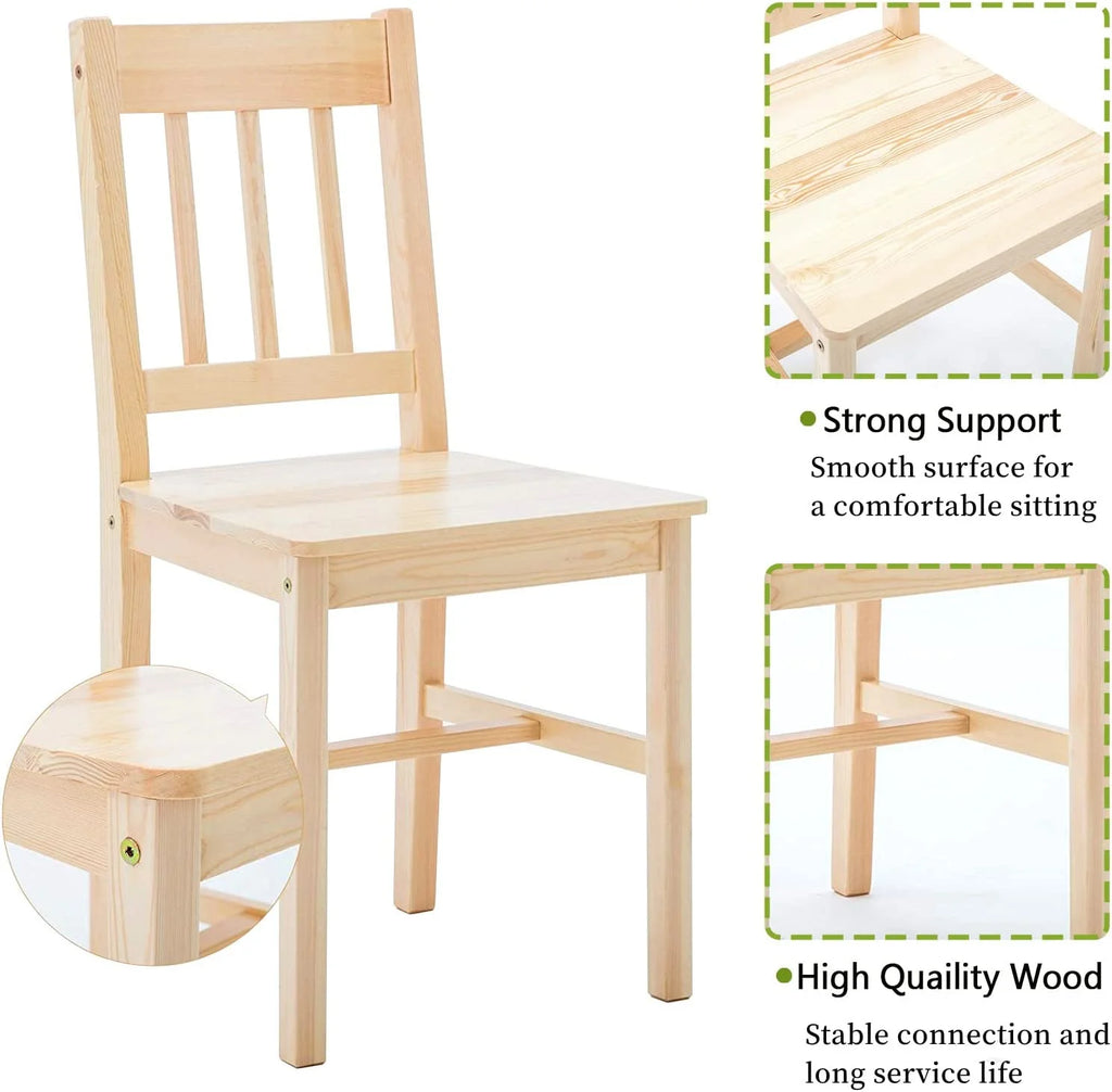 Pine Wood Dining Table Set with 4 Chairs I81847
