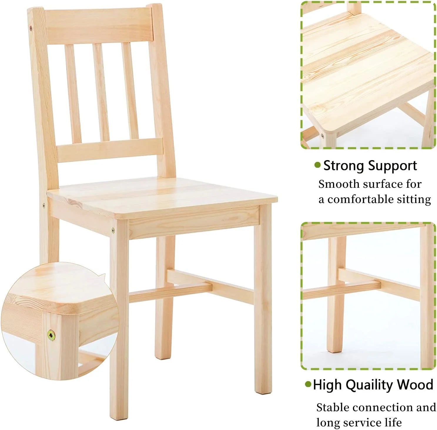 Pine Wood Dining Table Set with 4 Chairs I81847