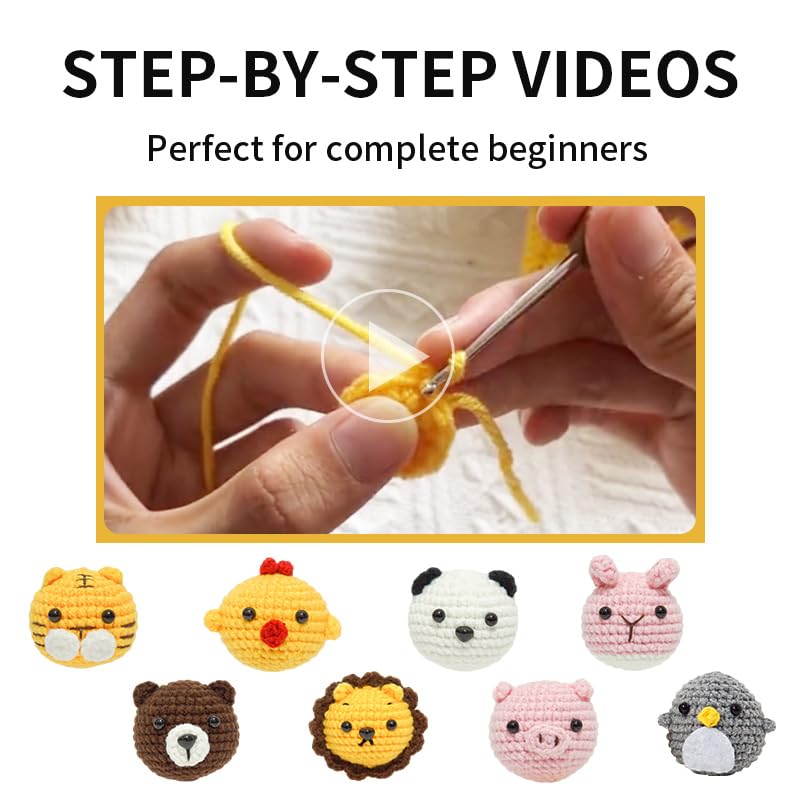 8 Packs Crochet Animal Kit for Beginners B611