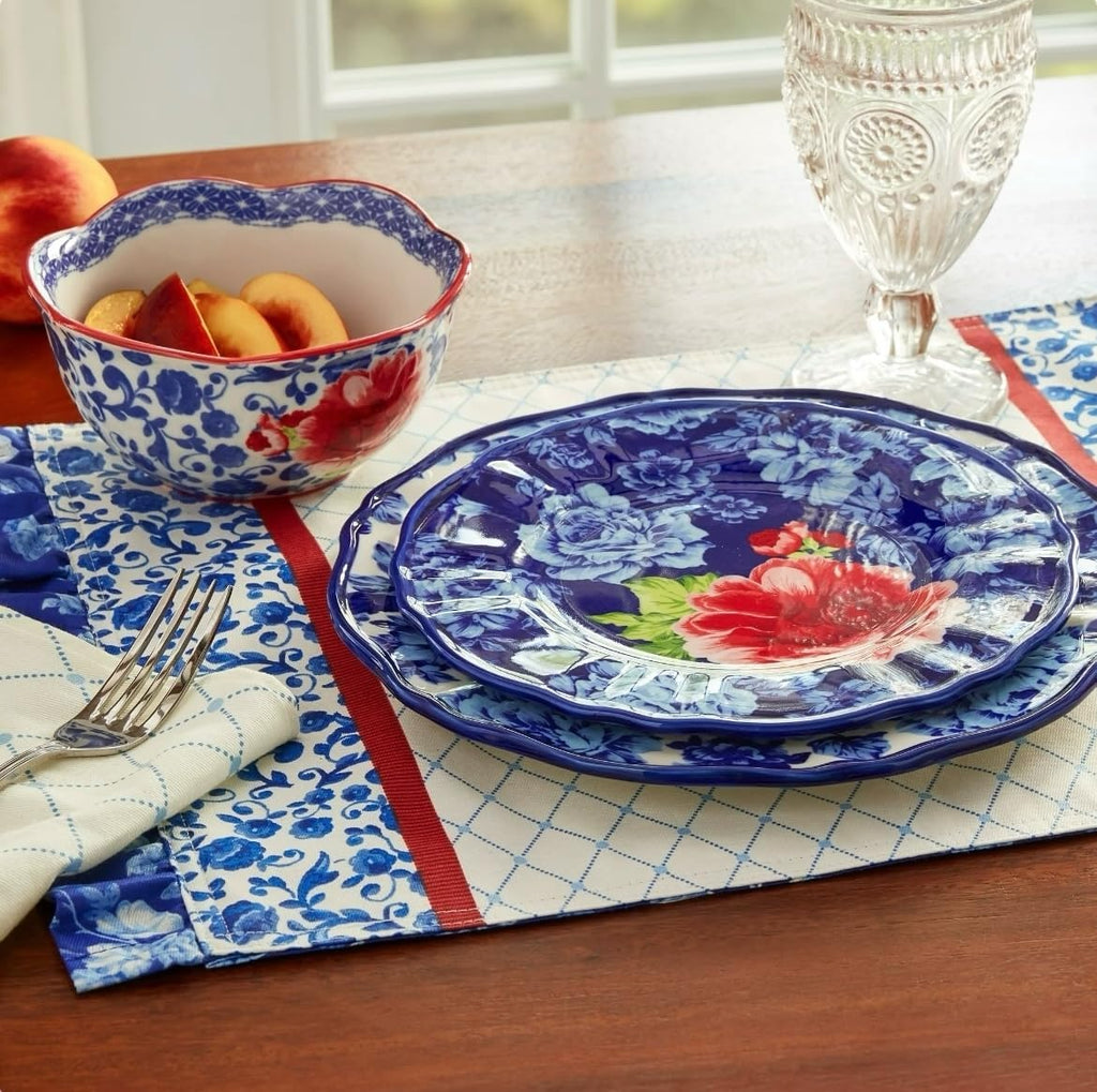 12-Piece Blue Floral Dinnerware Set N89731