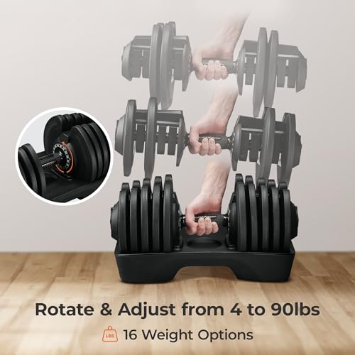 Adjustable Dumbbells 15Lb 25Lb 43Lb 55Lb 90Lb 6in1 U3870