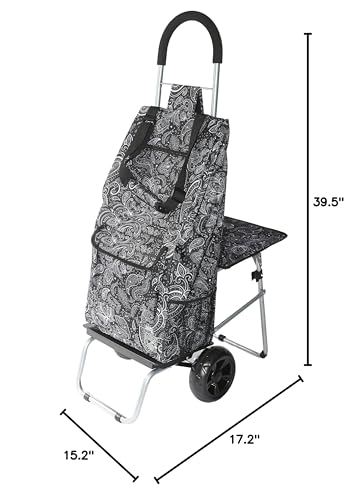 Black Foldable Shopping Cart with Seat P222841