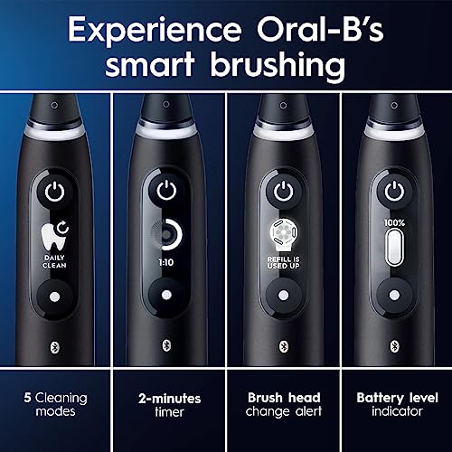 Black Rechargeable Electric Toothbrush with 5 Cleaning Settings, 2 Replacement Heads, Travel Case H5656