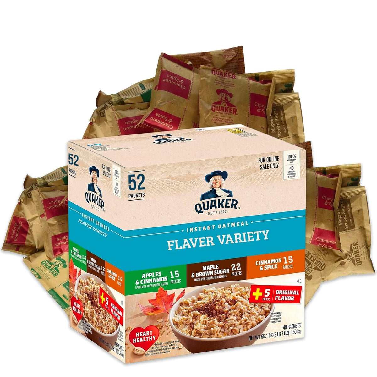 Lower Sugar Instant Oatmeal Variety Pack, 52 Count P605663