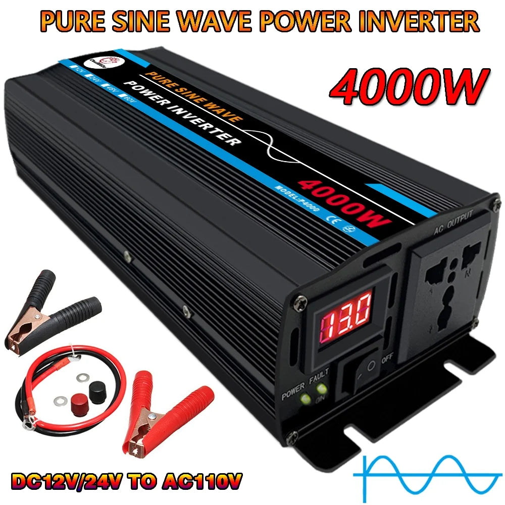 4000W Pure Sine Wave Power Inverter DC12V to AC 120V N213775