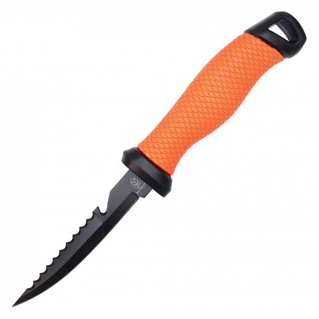 10.5" Gut Hook Filet Knife Orange Handle with Black Sheath T767