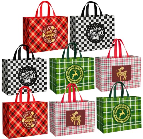 20 Pack Assorted Sizes Non-Woven Christmas Gift Bags with Handle K637