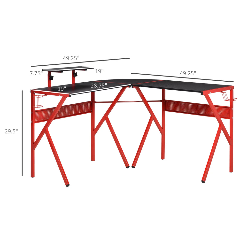L-Shaped Gaming Corner Computer Desk with Adjustable Desk C13605