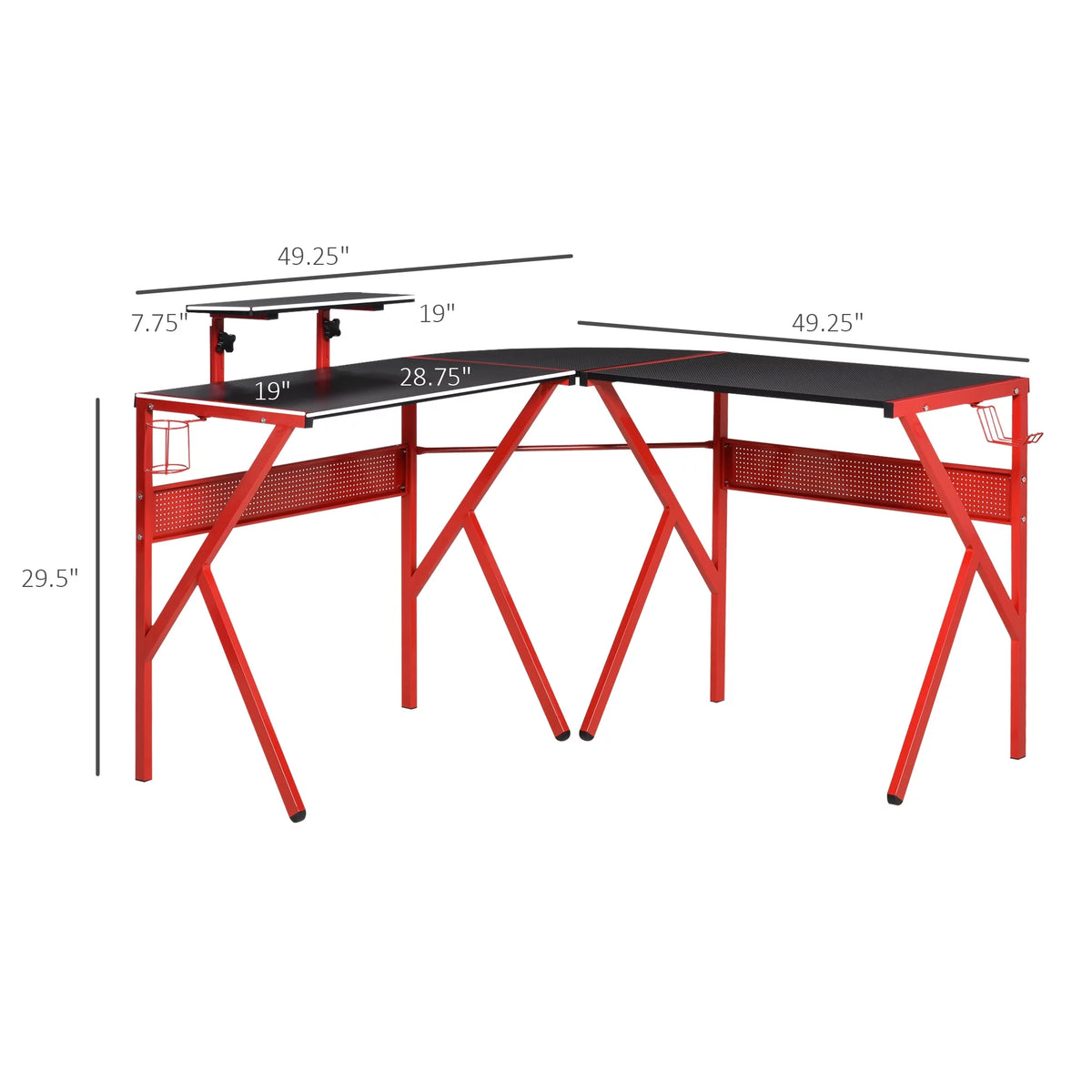 L-Shaped Gaming Corner Computer Desk with Adjustable Desk C13605