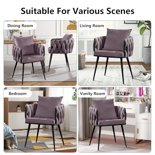 Blue Velvet Set of 2 Dining Chairs with Metal Legs A881515