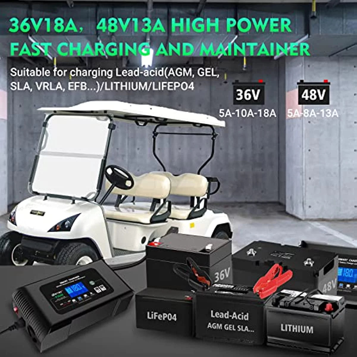 36V 18-Amp and 48V 13-Amp Golf Cart Battery Charger X517