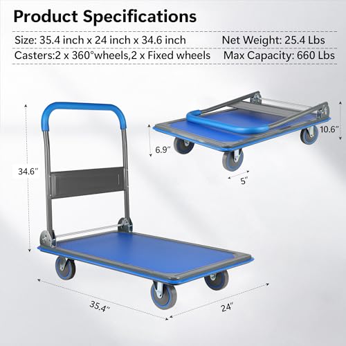 Foldable Push Cart Dolly 330 lbs. Capacity Hand Truck L875