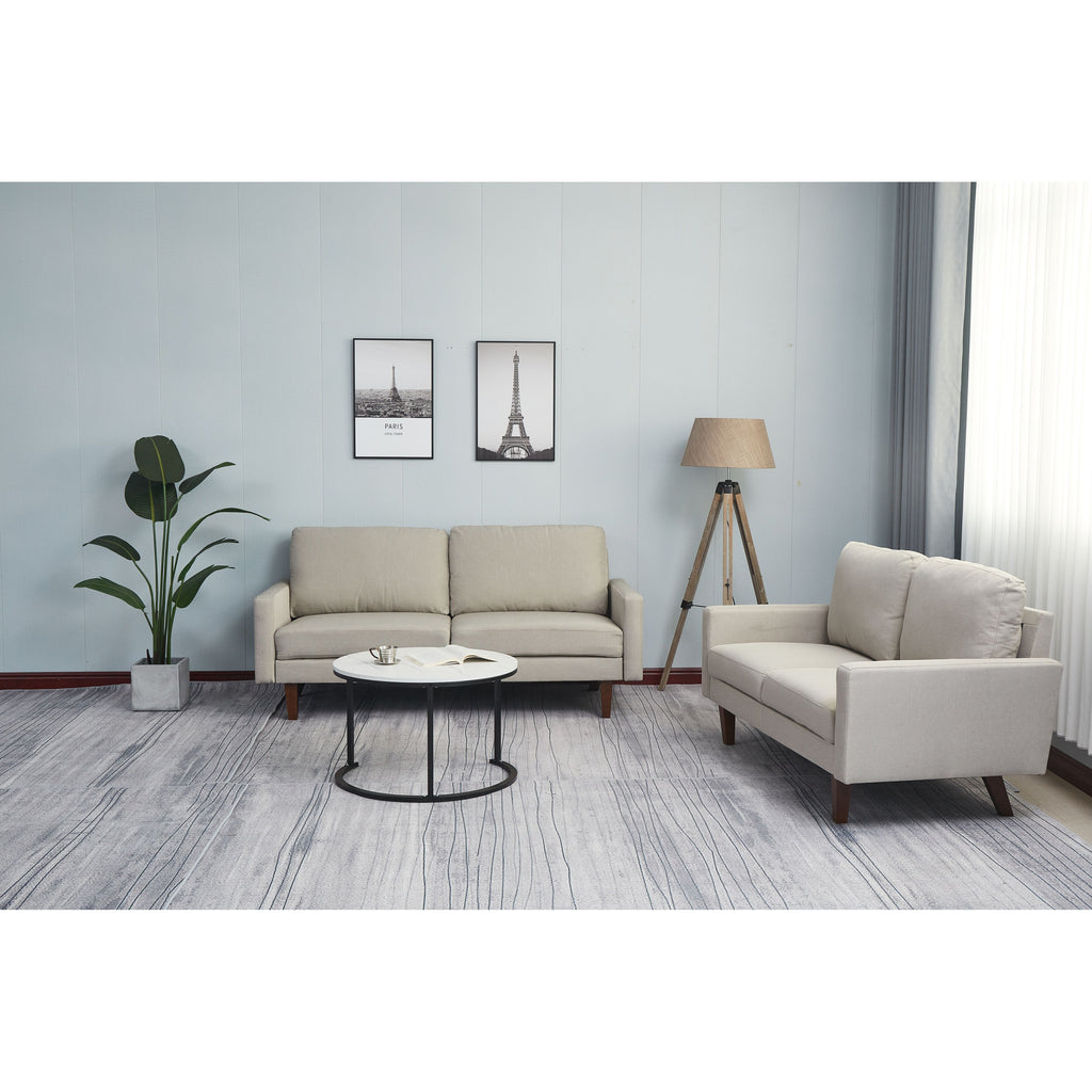 Dark Blue Linen 2 Piece Loveseat and Sofa Set A6432