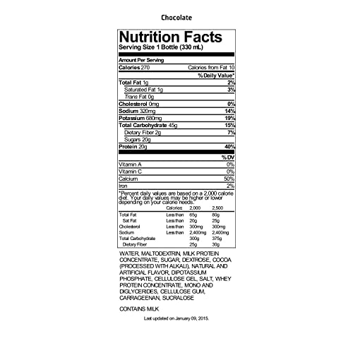 Chocolate Protein Shake, 20g Protein, 11.6 fl oz, Pack of 12 F88197