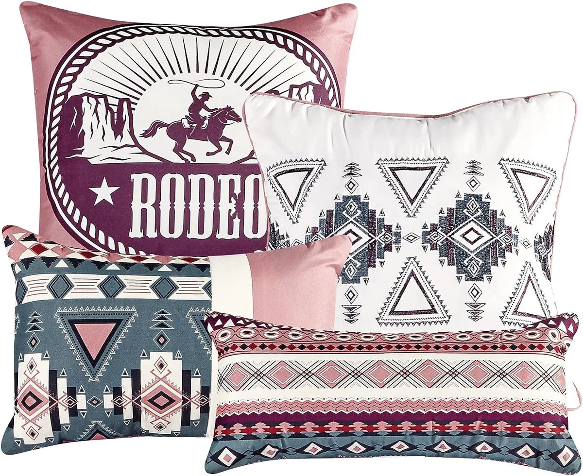 Teal Pink Southwestern Design Comforter Bedding Set Queen Size J15324