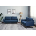 Dark Blue Linen 2 Piece Loveseat and Sofa Set A6432