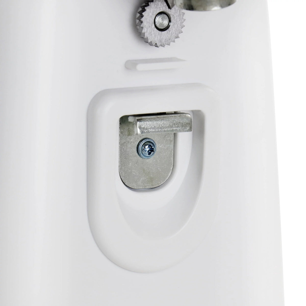 White Electric Can Opener with Knife Sharpener and Bottle Opener I6146