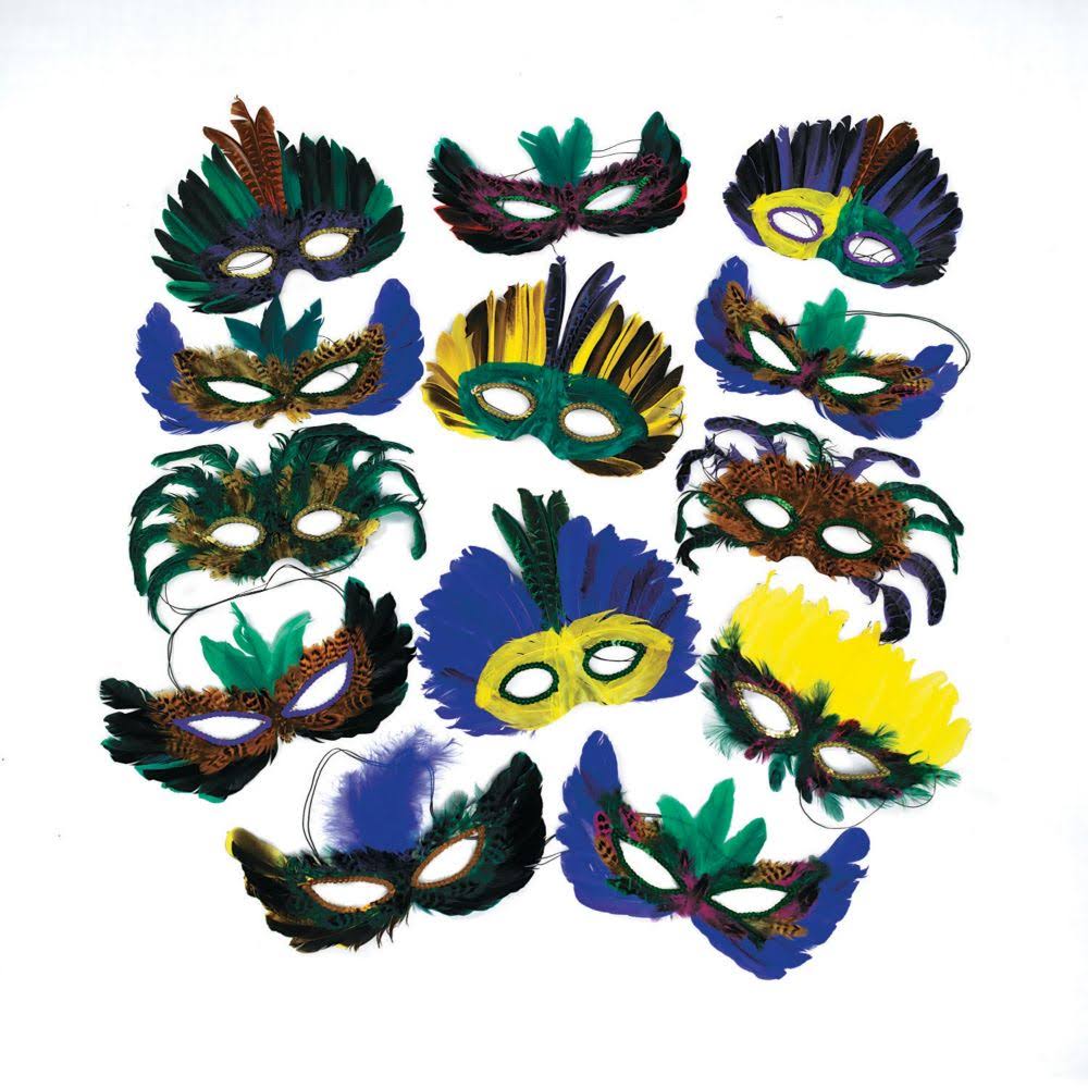250ct Mardi Gras Feather Mask Assortment H25919