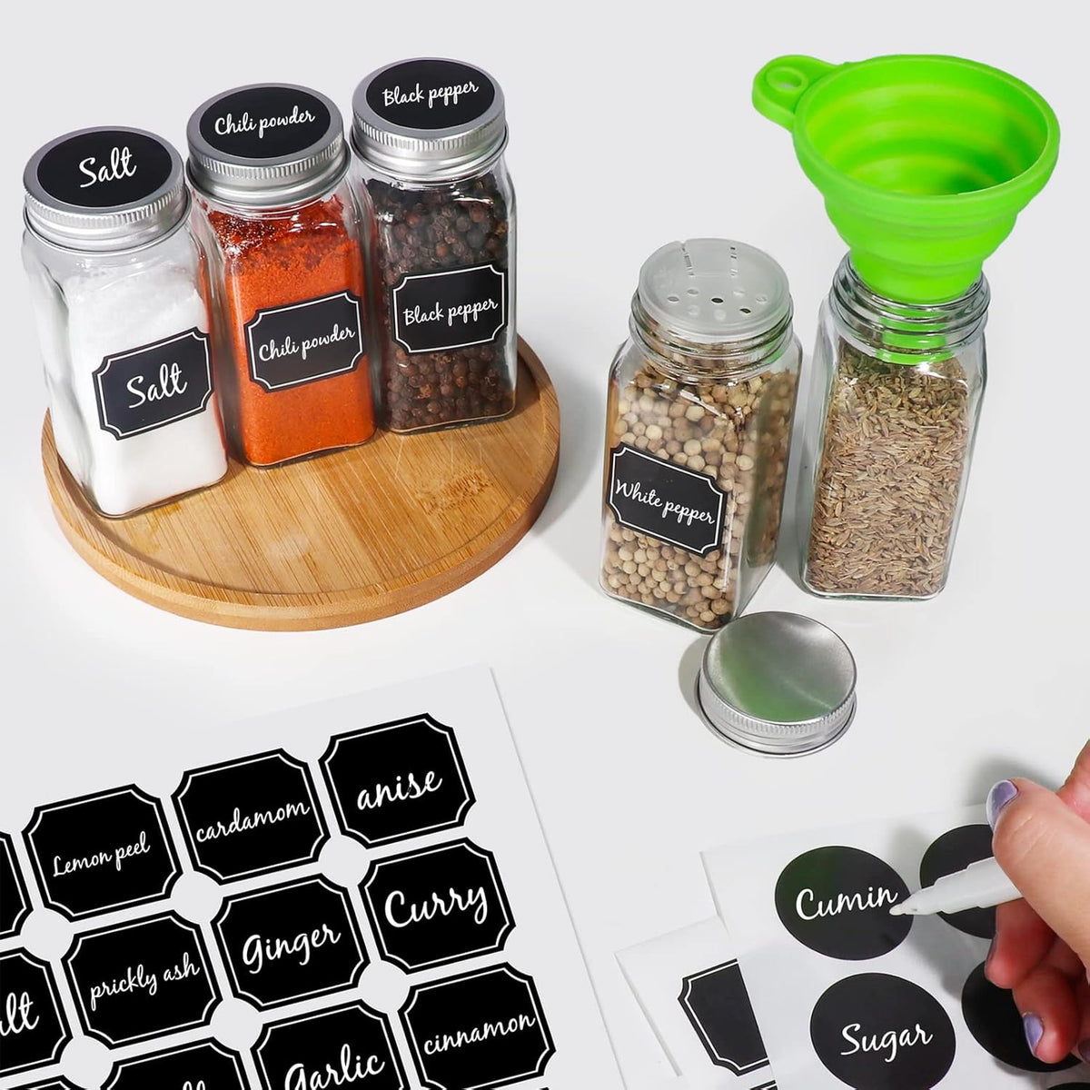 48 Pack 4oz Glass Spice Jars with Silver Metal Caps R64858